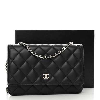 Chanel Lambskin Quilted Wallet On Chain WOC Black 12 of 12
