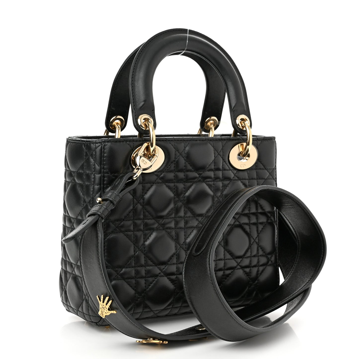 Lambskin Cannage Small Lucky Badges My Lady Dior Black