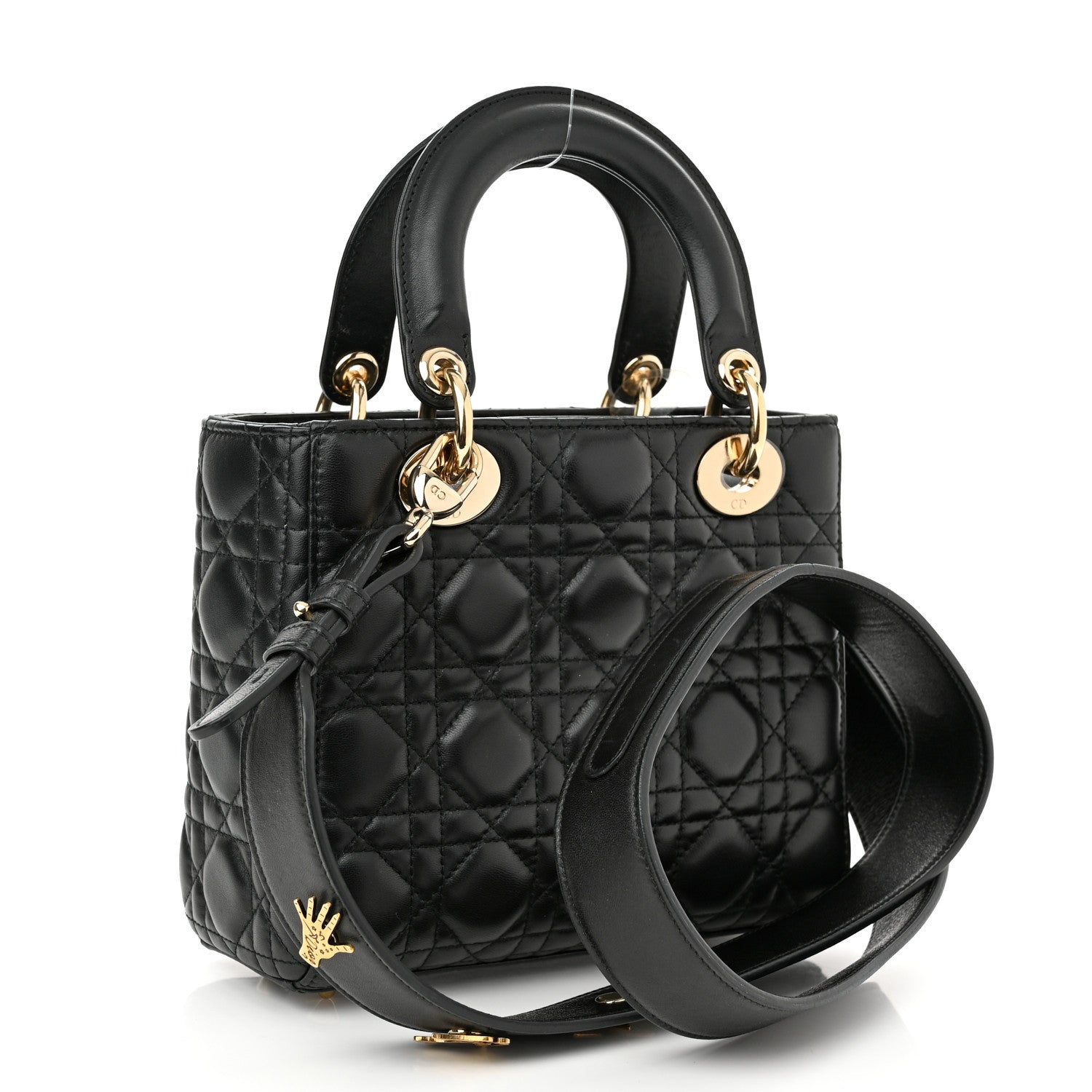 Christian Dior Lambskin Cannage Small Lucky Badges My Lady Dior Black 3 of 11