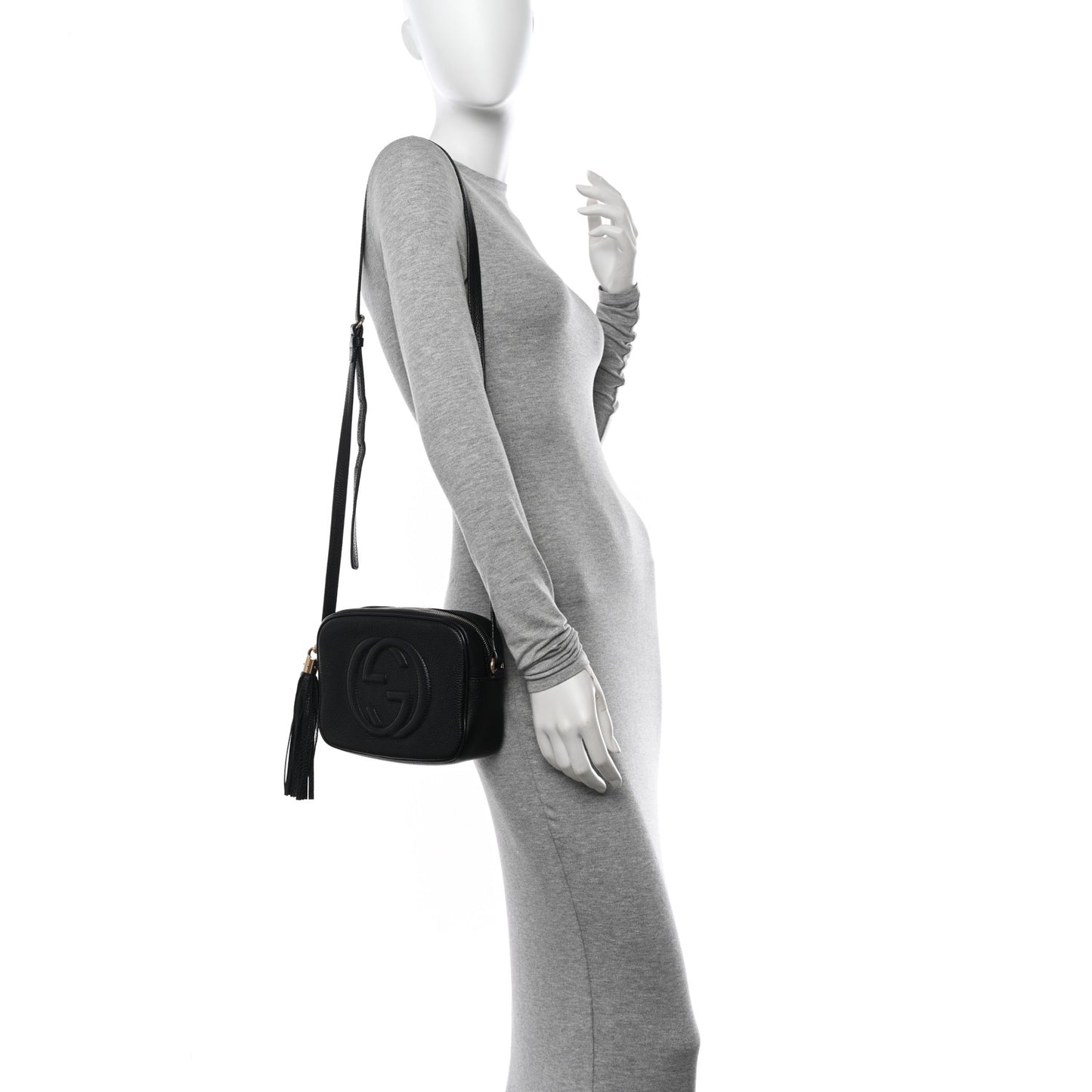 Pebbled Calfskin Small Soho Disco Bag Black