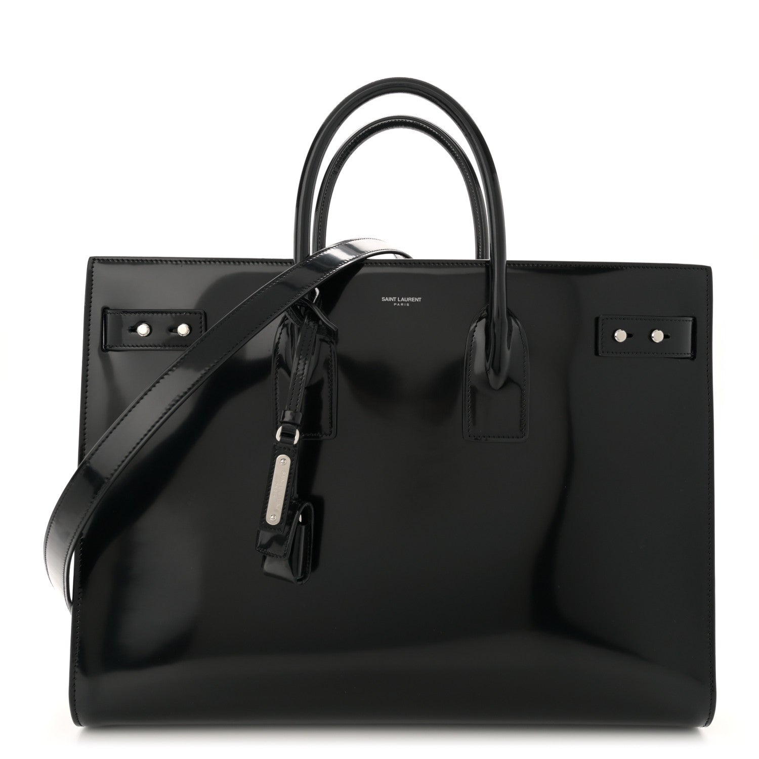 Saint Laurent Patent Calfskin Large Thin Sac De Jour Black 1 of 12