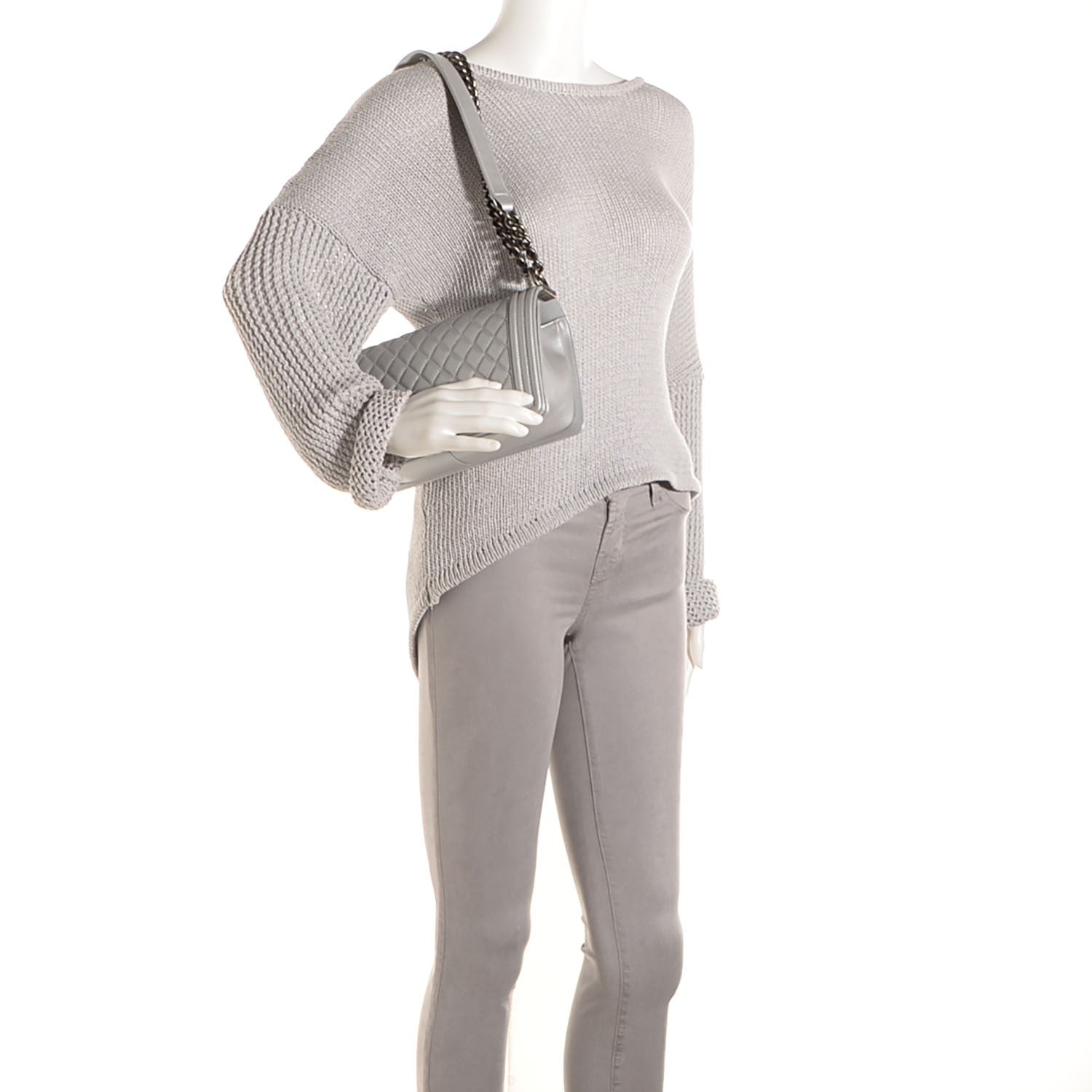 Chanel Metallic Calfskin Quilted Medium Boy Flap Silver 2 of 9