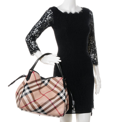 Burberry Patent Trim Nova Check Tote Black 2 of 8