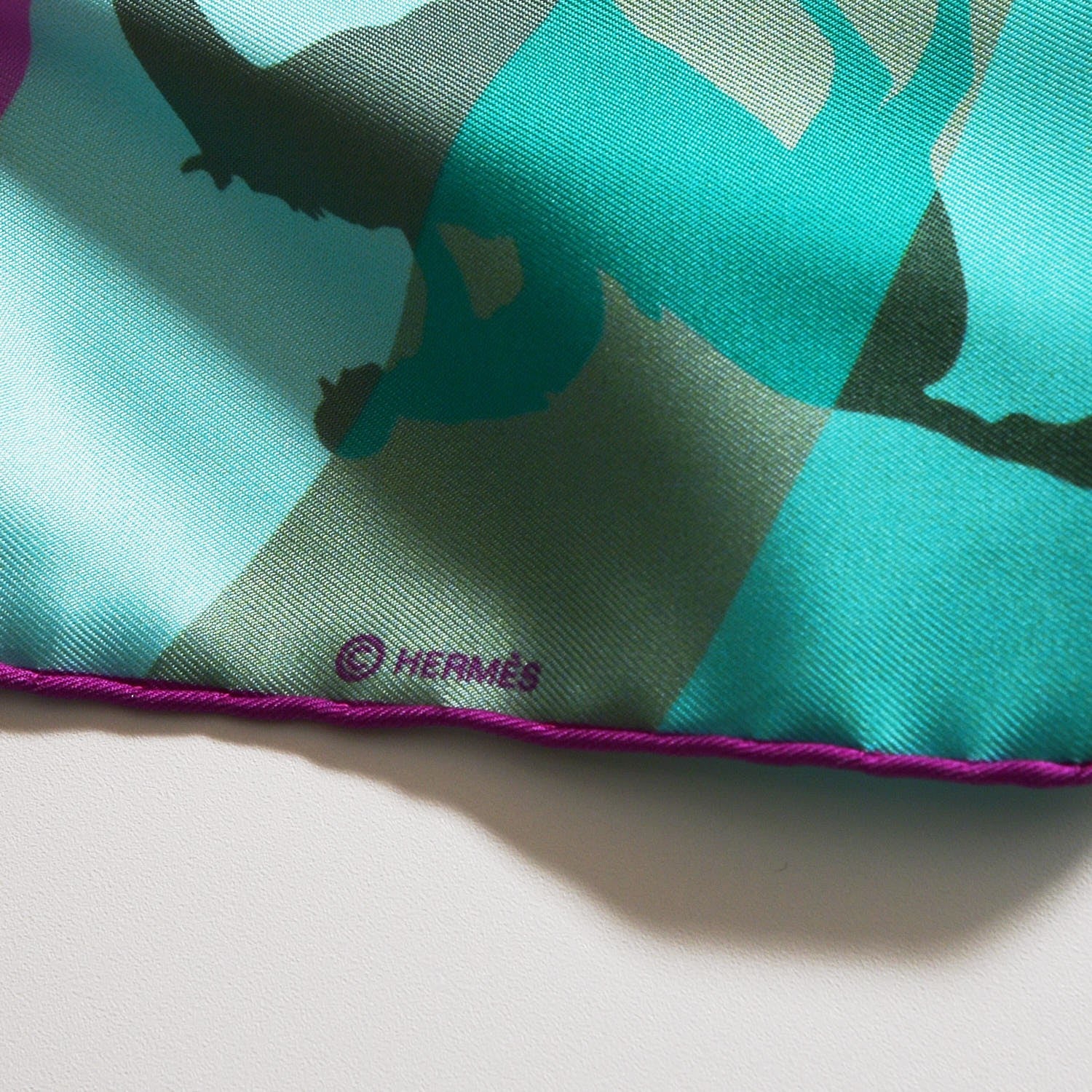 Hermes Silk Galop Chromatique Scarf 90 Fuchsia Turquoise Bleu 6 of 7