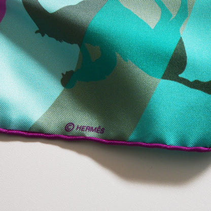 Hermes Silk Galop Chromatique Scarf 90 Fuchsia Turquoise Bleu 6 of 7