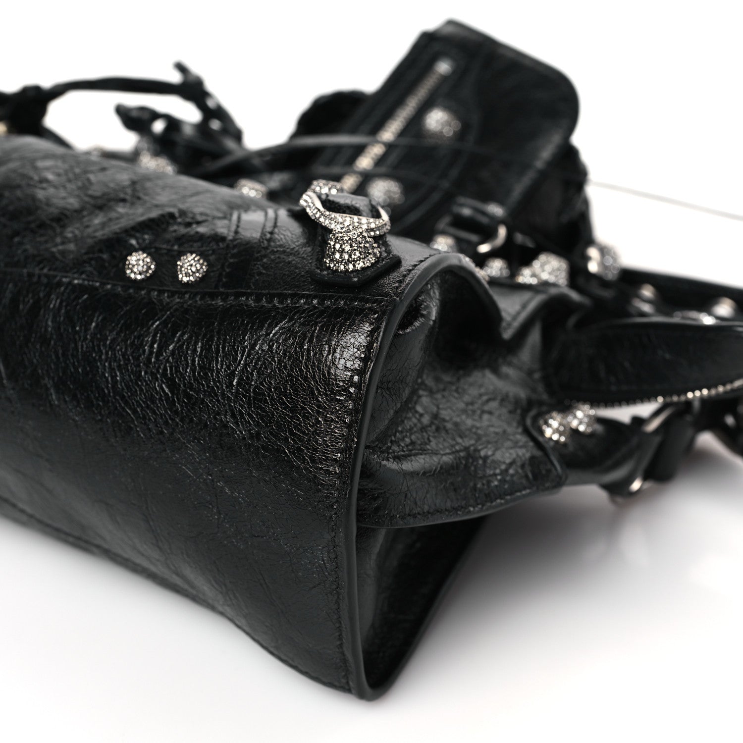 Balenciaga Agneau Arena Crystal Neo Cagole Handbag XS Black 9 of 9
