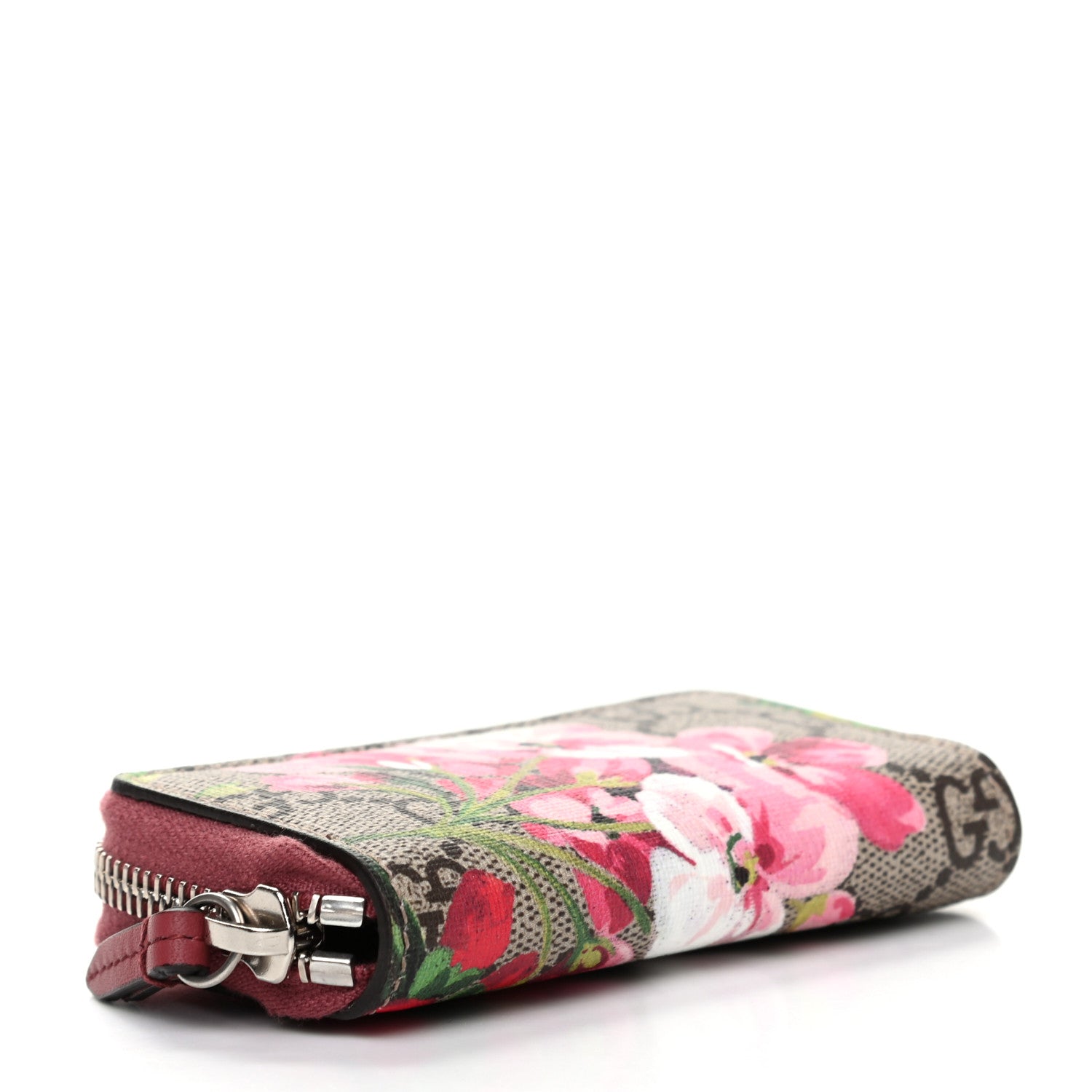 Gucci GG Supreme Monogram Blooms Zip Around Key Case Beige Multicolor Dry Rose 4 of 7