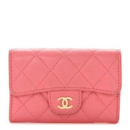 Chanel Caviar Quilted Flap Card Holder Pink 1 of 14
