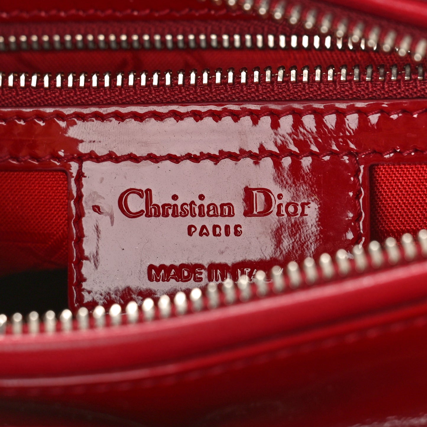 Patent Cannage Medium Lady Dior Red
