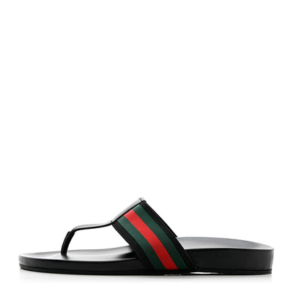 Gucci Nylon Calfskin Web Mens Thong Sandals 9 Green Red Black 1 of 15