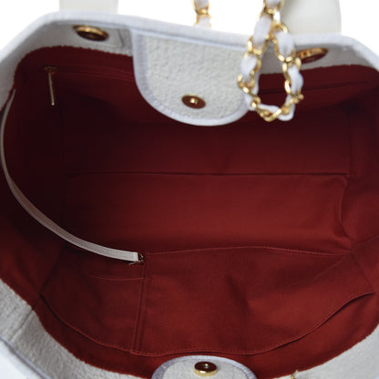 Chanel Lurex Boucle Large Deauville Tote White 5 of 9