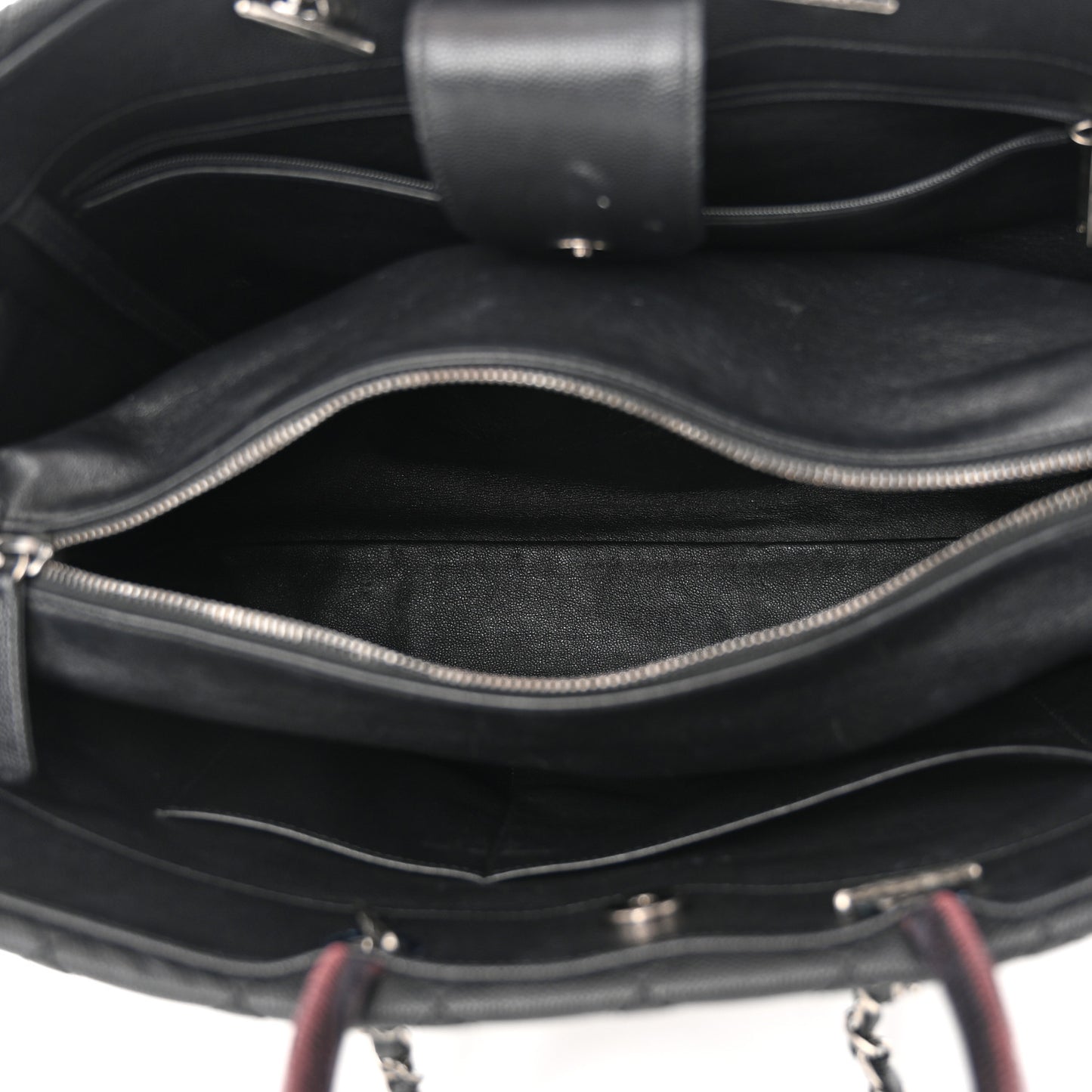 Caviar Lizard Quilted Large Coco Handle Shopping Tote Black