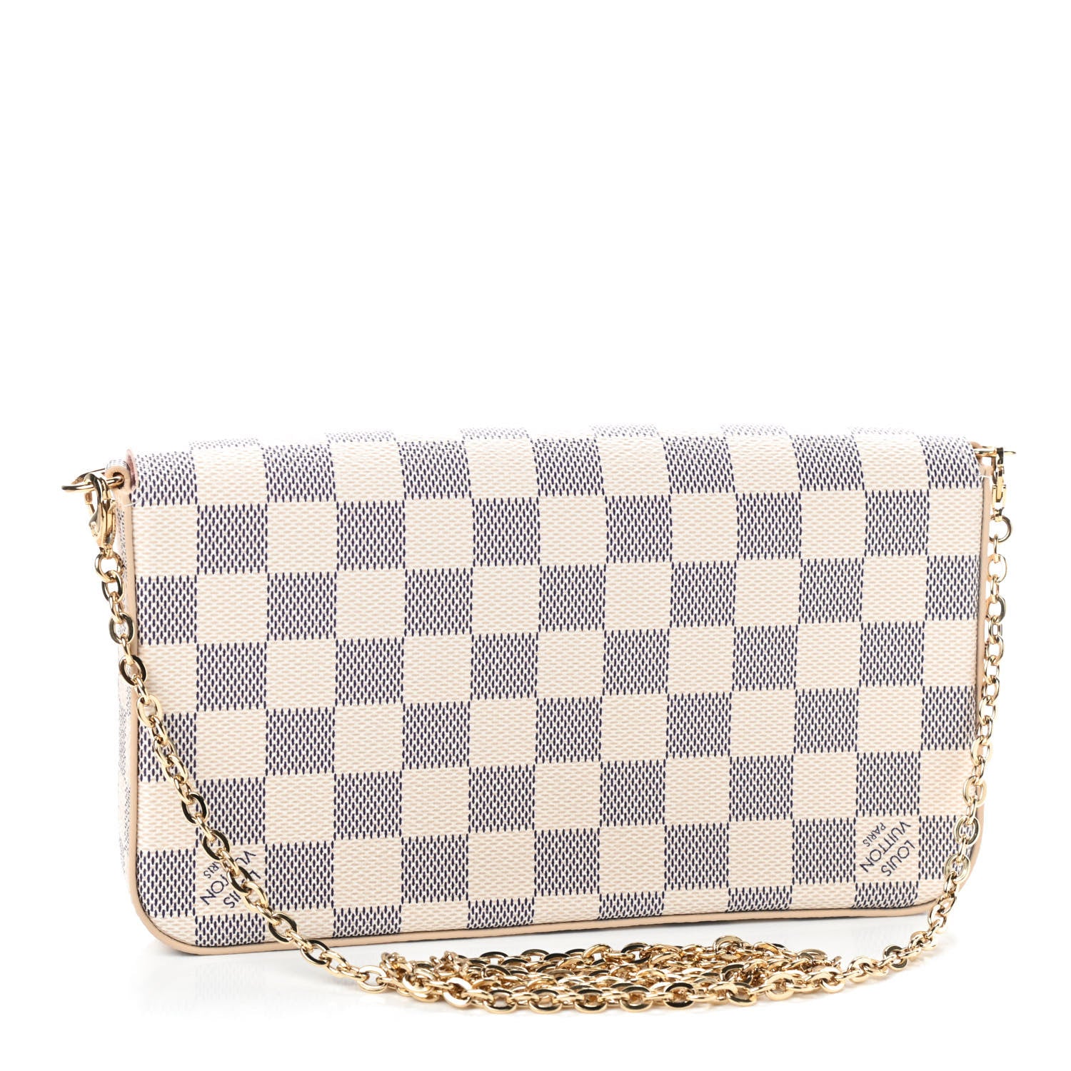 Louis Vuitton Damier Azur Pochette Felicie Chain Wallet Rose Ballerine 4 of 9
