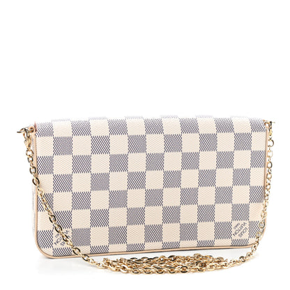 Louis Vuitton Damier Azur Pochette Felicie Chain Wallet Rose Ballerine 4 of 9