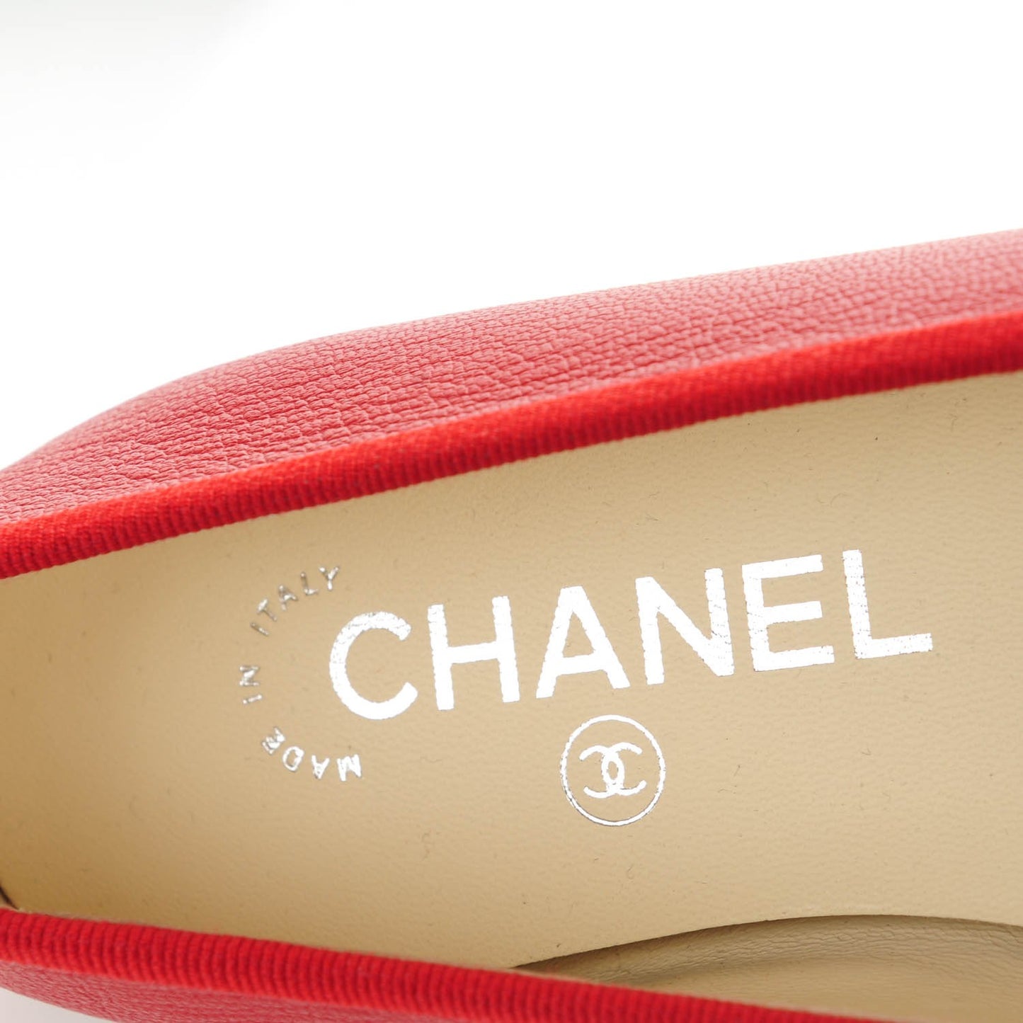 Goatskin Patent Cap Toe CC Ballerina Flats 35.5 Red