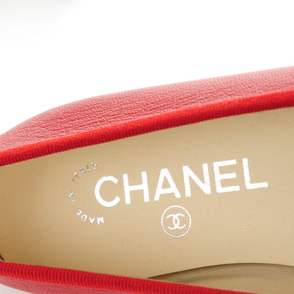 Chanel Goatskin Patent Cap Toe CC Ballerina Flats 35.5 Red 7 of 8