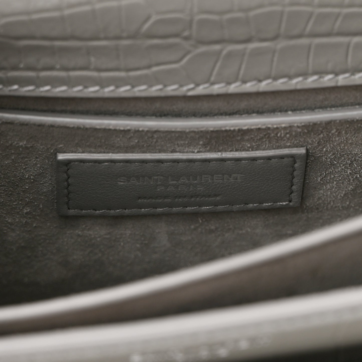 Calfskin Crocodile Embossed Medium Monogram Sunset New Stone