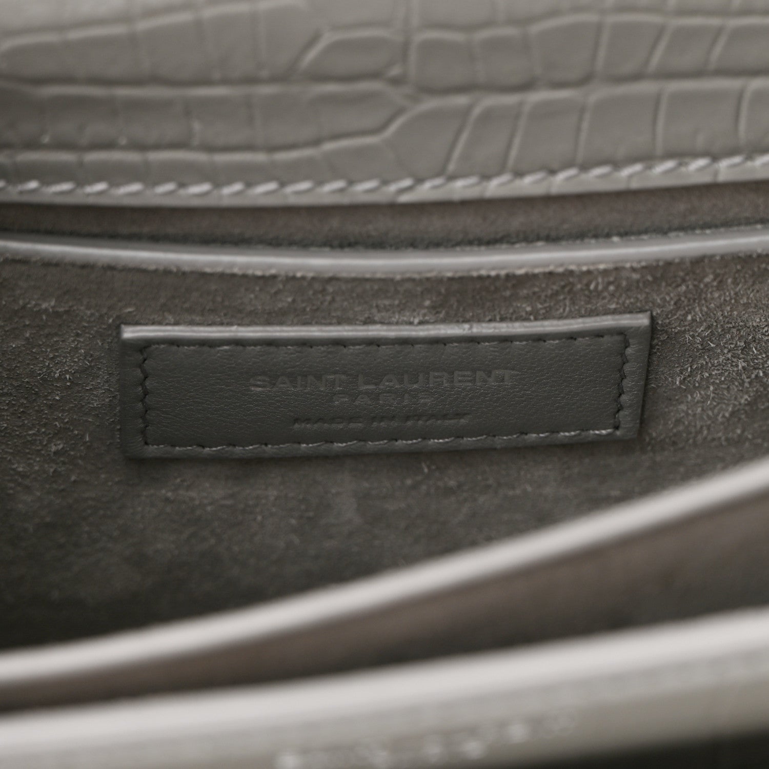 Saint Laurent Calfskin Crocodile Embossed Medium Monogram Sunset New Stone 7 of 10