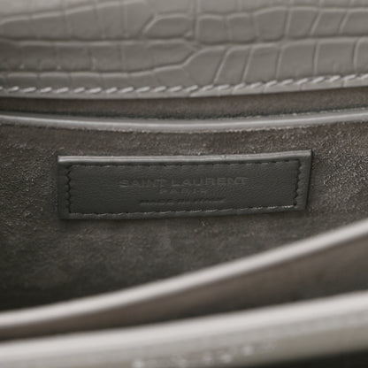 Saint Laurent Calfskin Crocodile Embossed Medium Monogram Sunset New Stone 7 of 10