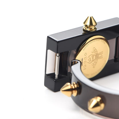 Gucci Stainless Steel Plexiglass 24mm Skeleton Stud Quartz Watch Black 5 of 6