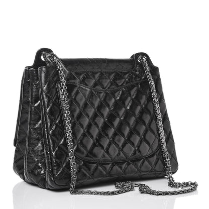 Chanel Metallic Aged Calfskin Quilted Reissue 2.55 Accordion Flap Black 3 of 8