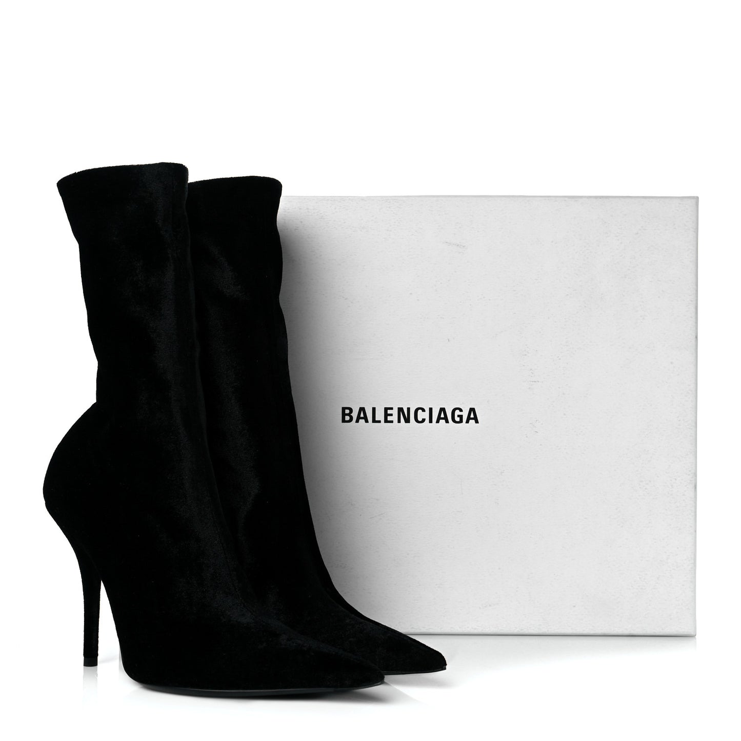 Velvet Spandex Extreme Pointed Toe Knife Ankle Boots 38 Black
