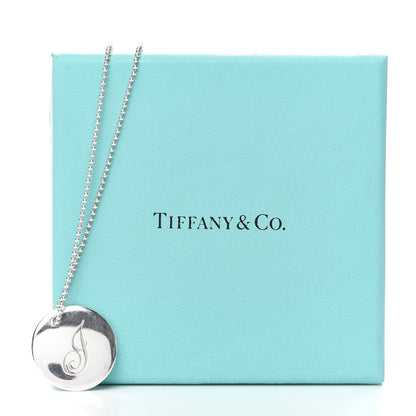 Tiffany Sterling Silver Letter J Disc Pendant Necklace 6 of 6