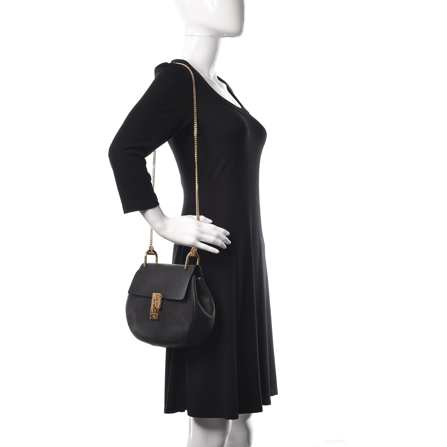 Grained Lambskin Drew Shoulder Bag Black