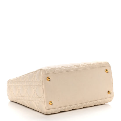 Christian Dior Lambskin Cannage Medium Lady Dior Light Beige 3 of 13