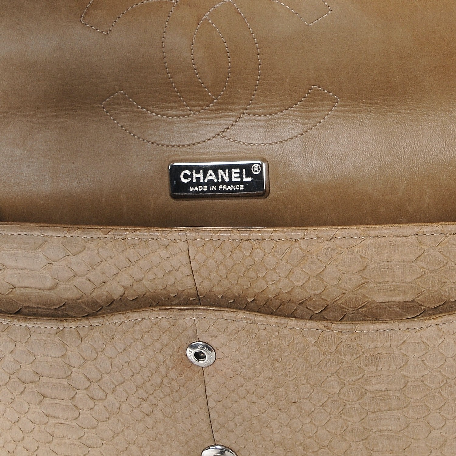 Chanel Python Jumbo Double Flap Beige 15 of 15