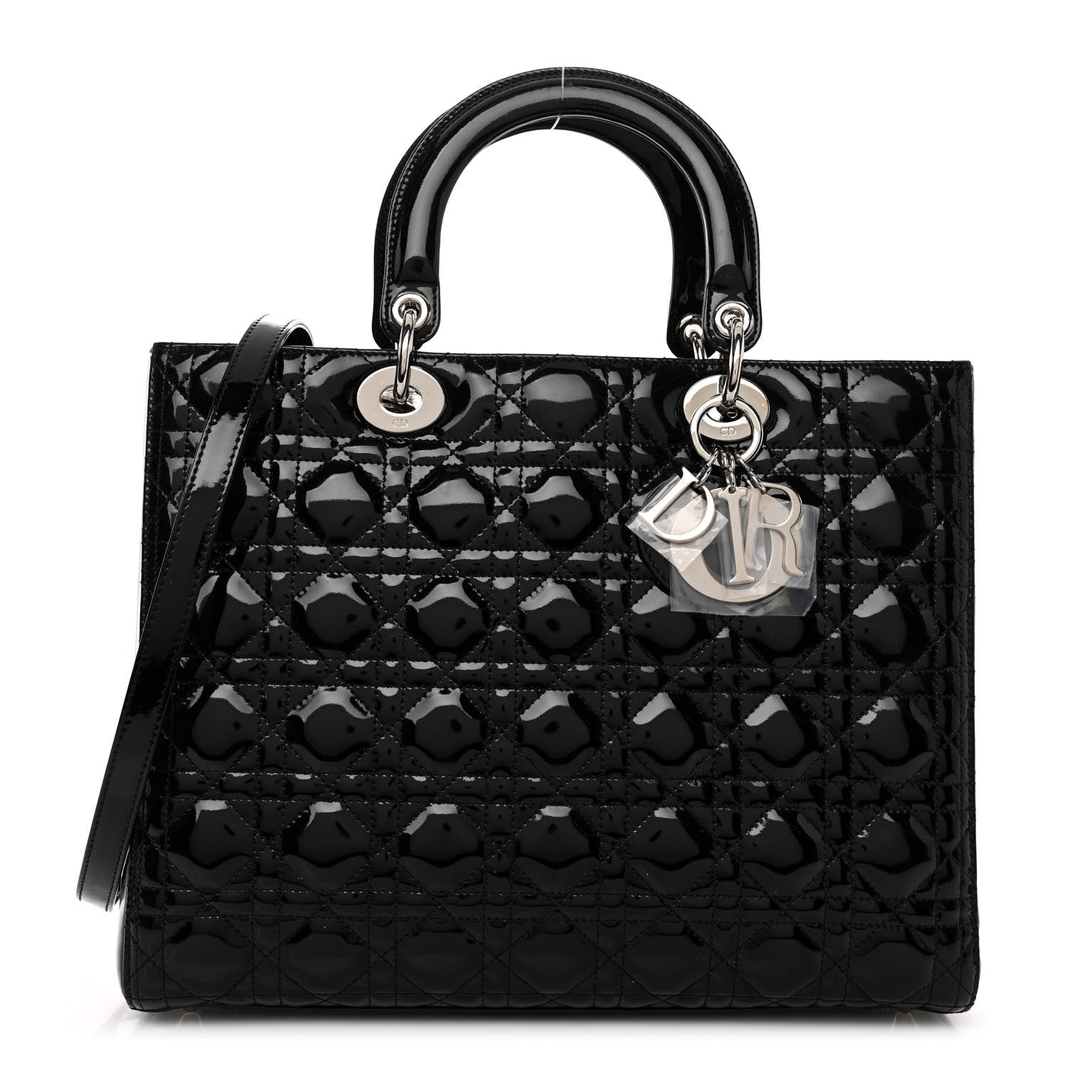 Christian Dior CHRISTIAN DIOR Patent Cannage Large Lady Dior Black 1 of 11