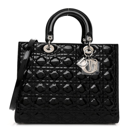 Christian Dior CHRISTIAN DIOR Patent Cannage Large Lady Dior Black 1 of 11
