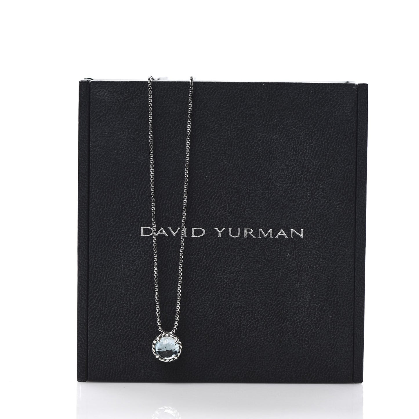 Sterling Silver Blue Topaz 8mm Chatelaine Pendant Necklace