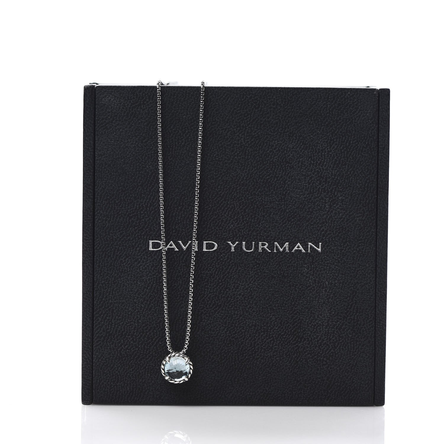 David Yurman Sterling Silver Blue Topaz 8mm Chatelaine Pendant Necklace 5 of 5