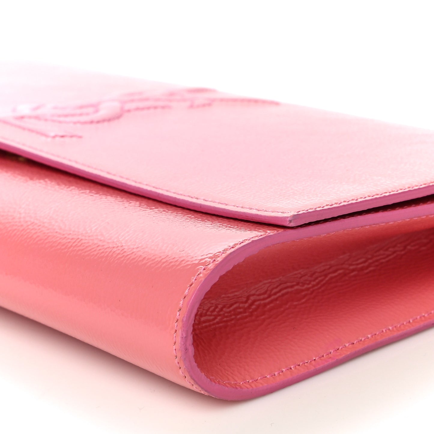 Textured Patent Monogram Large Belle De Jour Clutch Pink