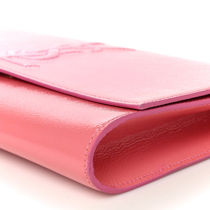 Saint Laurent Textured Patent Monogram Large Belle De Jour Clutch Pink 10 of 12