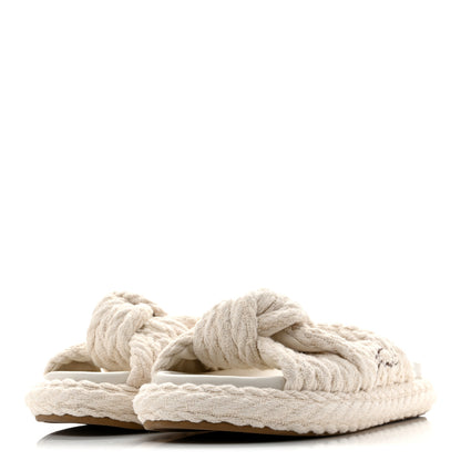 Fendi Tessuto Treccia Jacquard Ricamo Logo Slides 40 Grezzo Moka 4 of 11