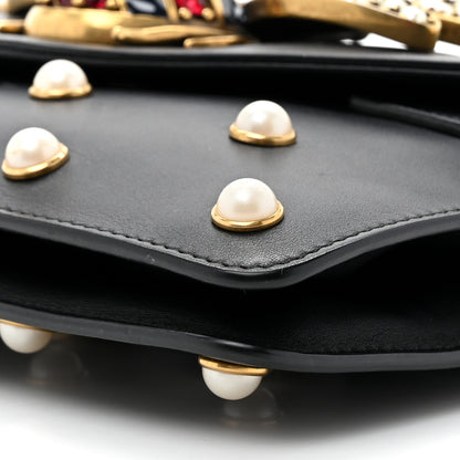 Gucci Nappa Pearl Studded Mini Queen Margaret Broadway Shoulder Bag Black 9 of 12