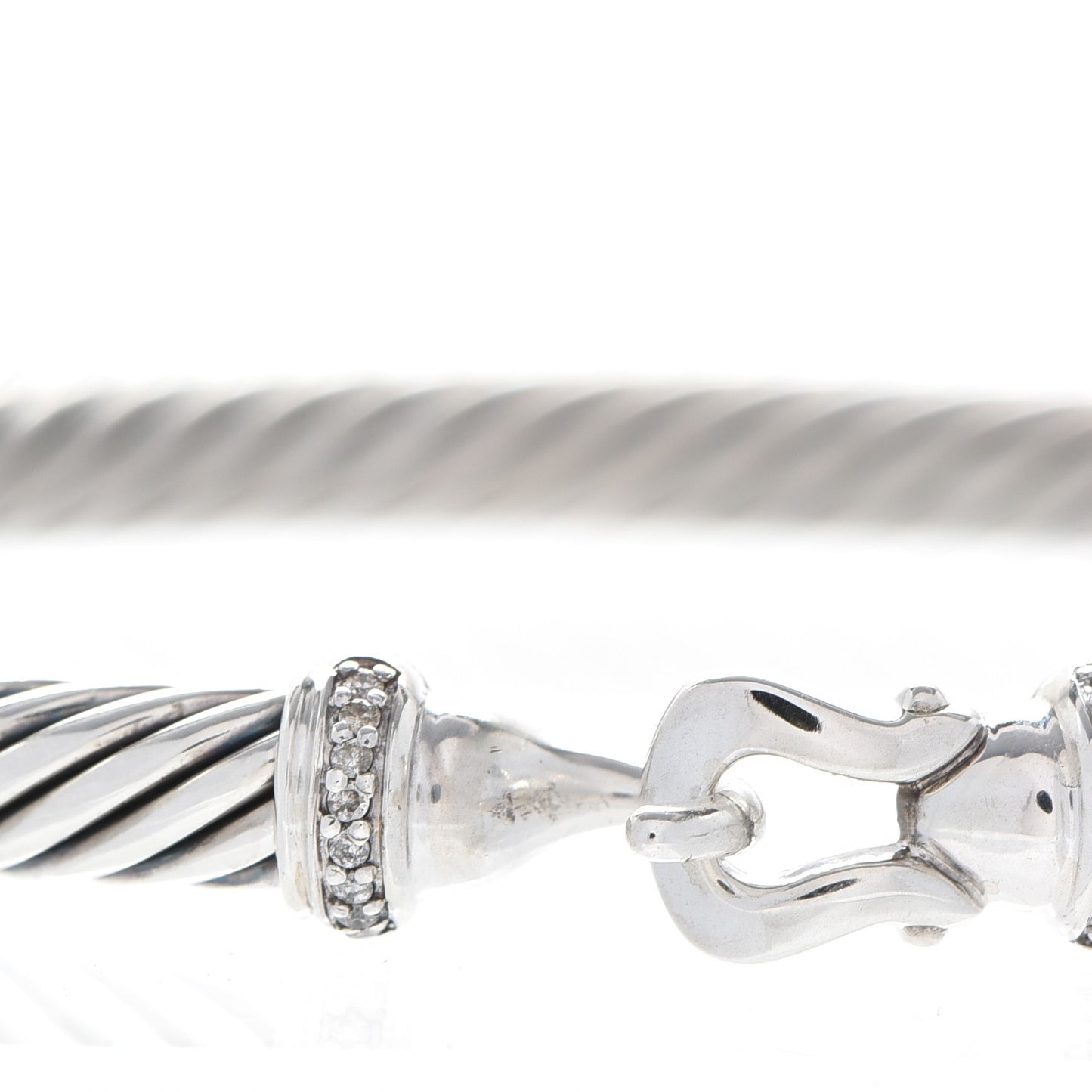 Sterling Silver Diamond 5mm Cable Buckle Bracelet