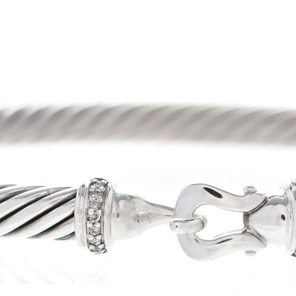 David Yurman Sterling Silver Diamond 5mm Cable Buckle Bracelet 4 of 6