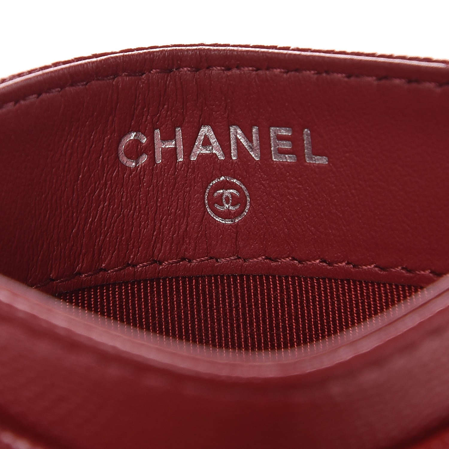 Chanel Caviar Quilted CC Card Holder Dark Red 6 of 9