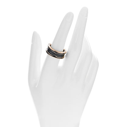 Bulgari 18K Rose Gold Black Ceramic Matte B.Zero1 Two-Band Ring 56 7.5 2 of 5