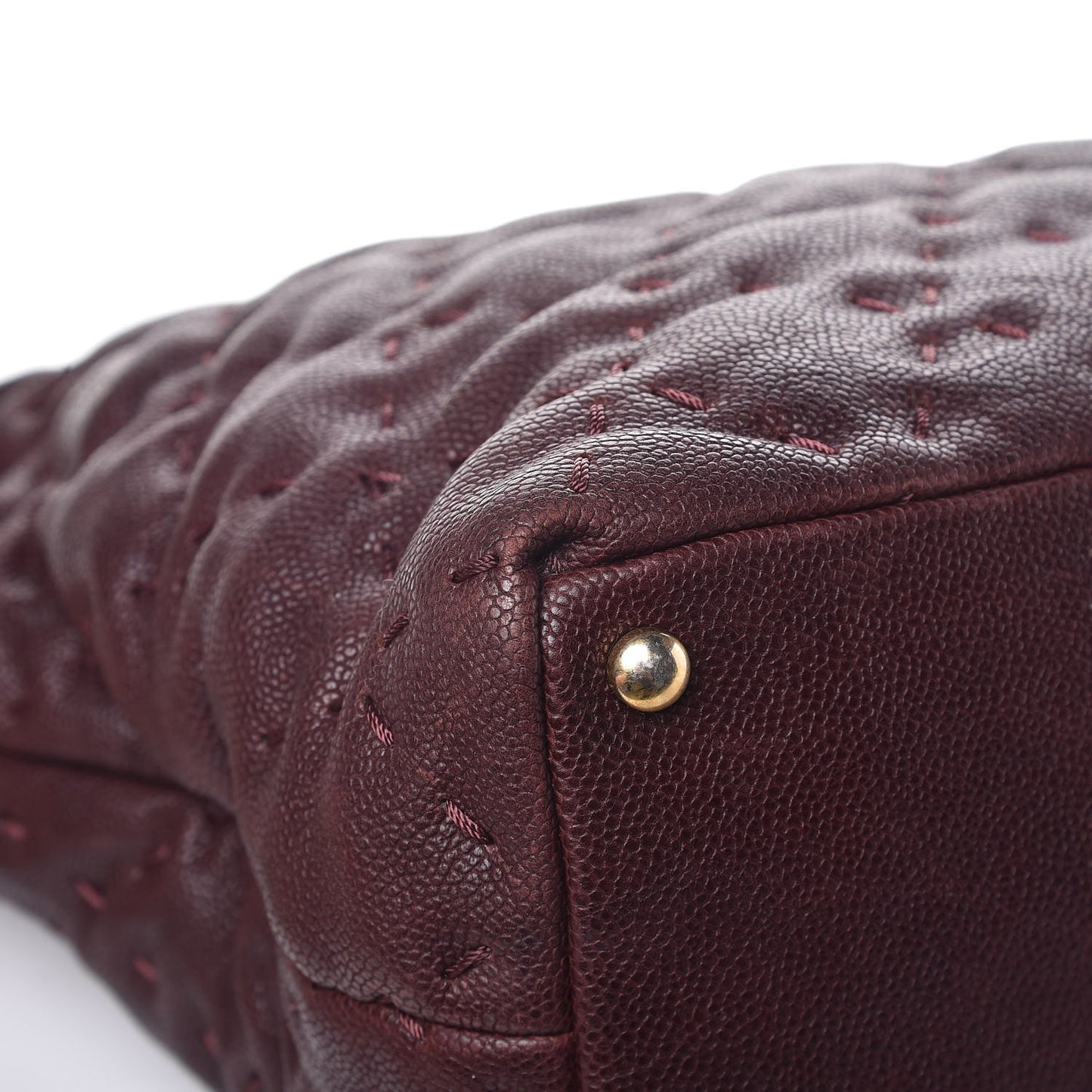 Caviar Stitched Tote Burgundy