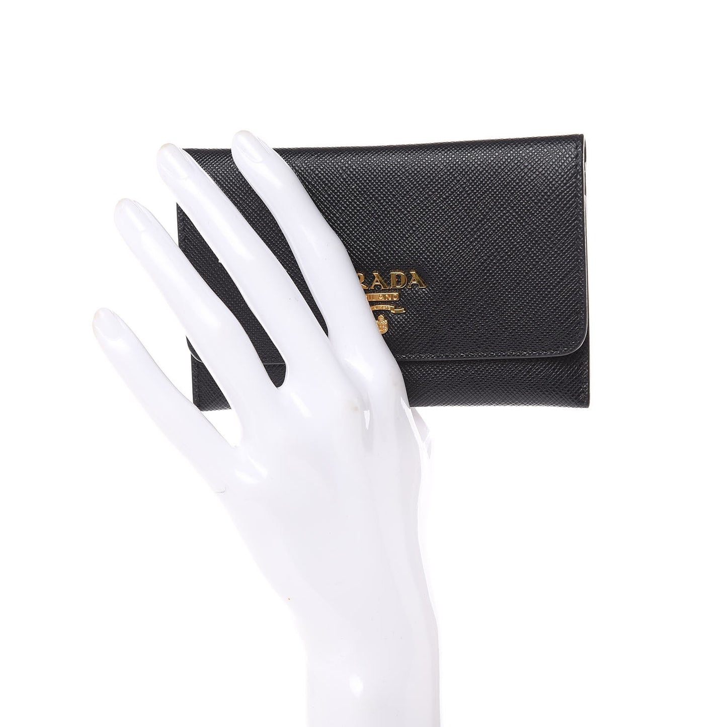 Saffiano Metal Flap Card Holder Black