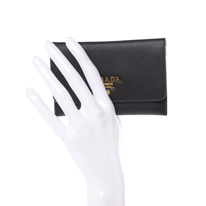 Prada Saffiano Metal Flap Card Holder Black 2 of 6