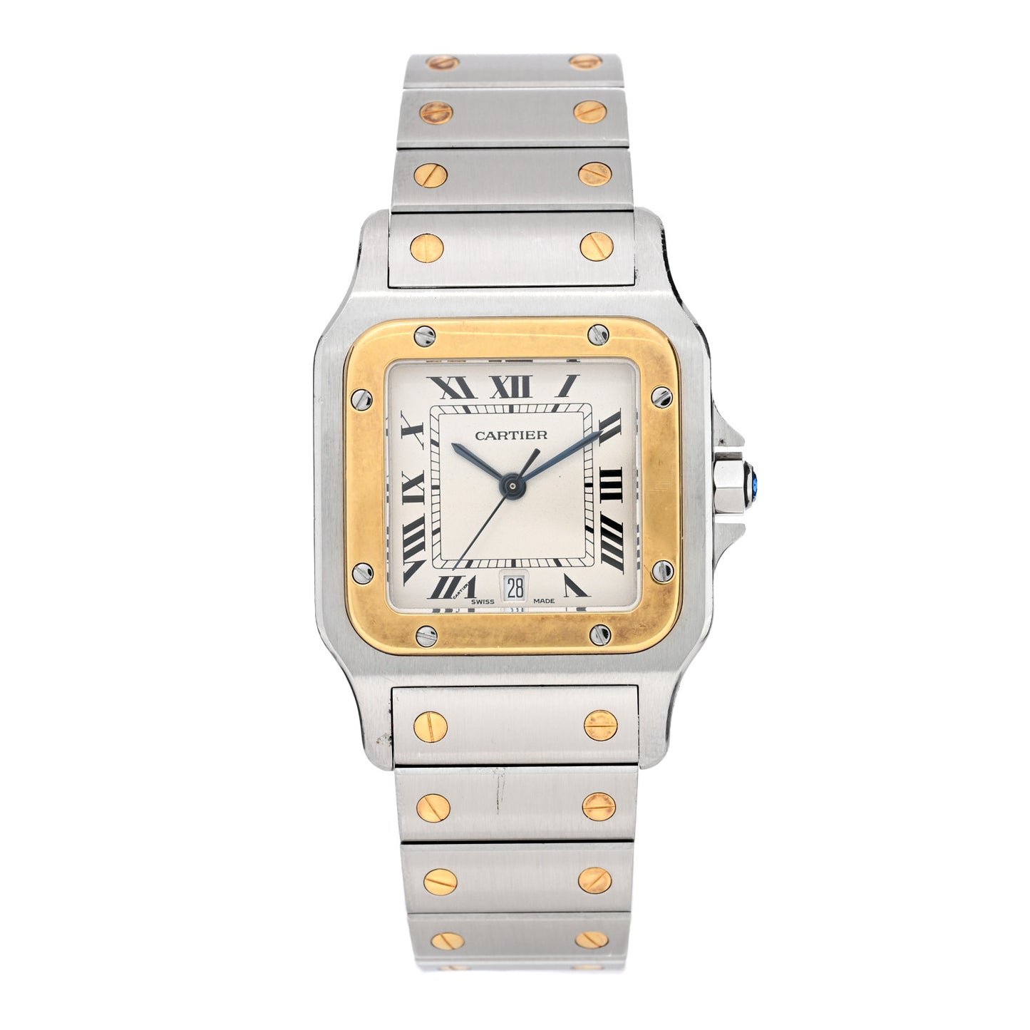 Stainless Steel 18K Yellow Gold 29mm Santos De Cartier Galbee Quartz Watch