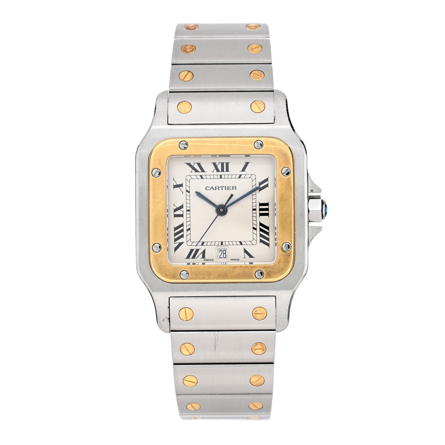 Cartier Stainless Steel 18K Yellow Gold 29mm Santos De Cartier Galbee Quartz Watch 1 of 4