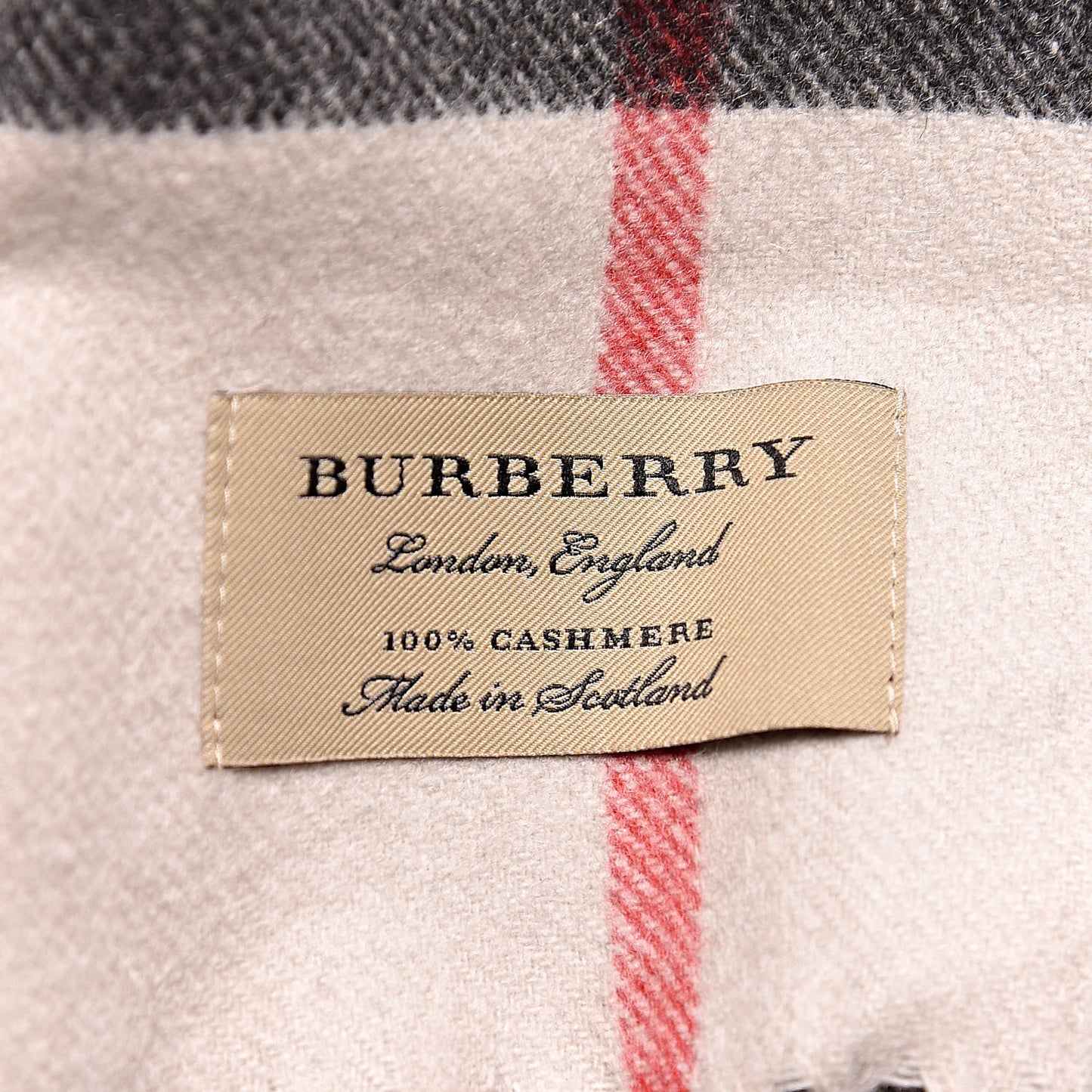 Cashmere Giant Check Fringe Scarf Stone