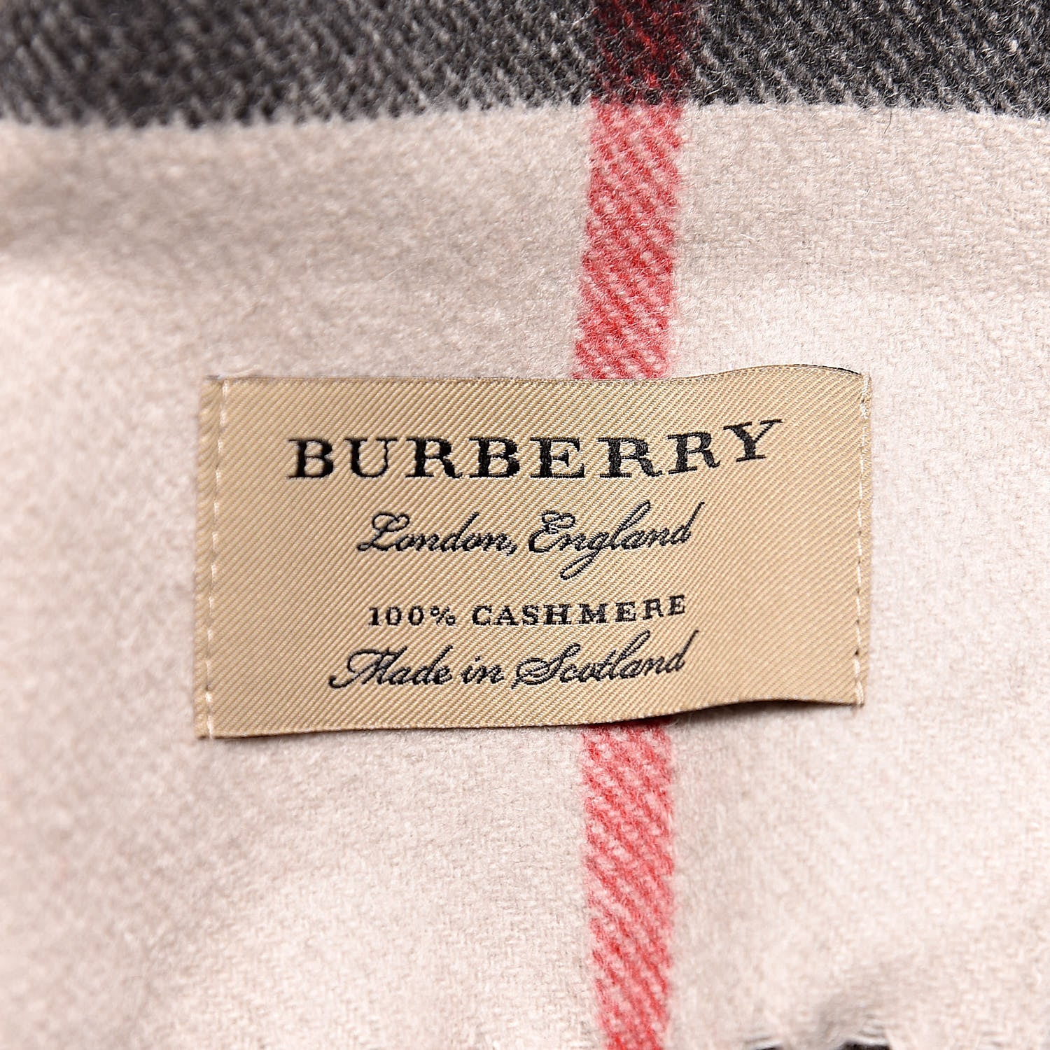 Burberry Cashmere Giant Check Fringe Scarf Stone 4 of 6