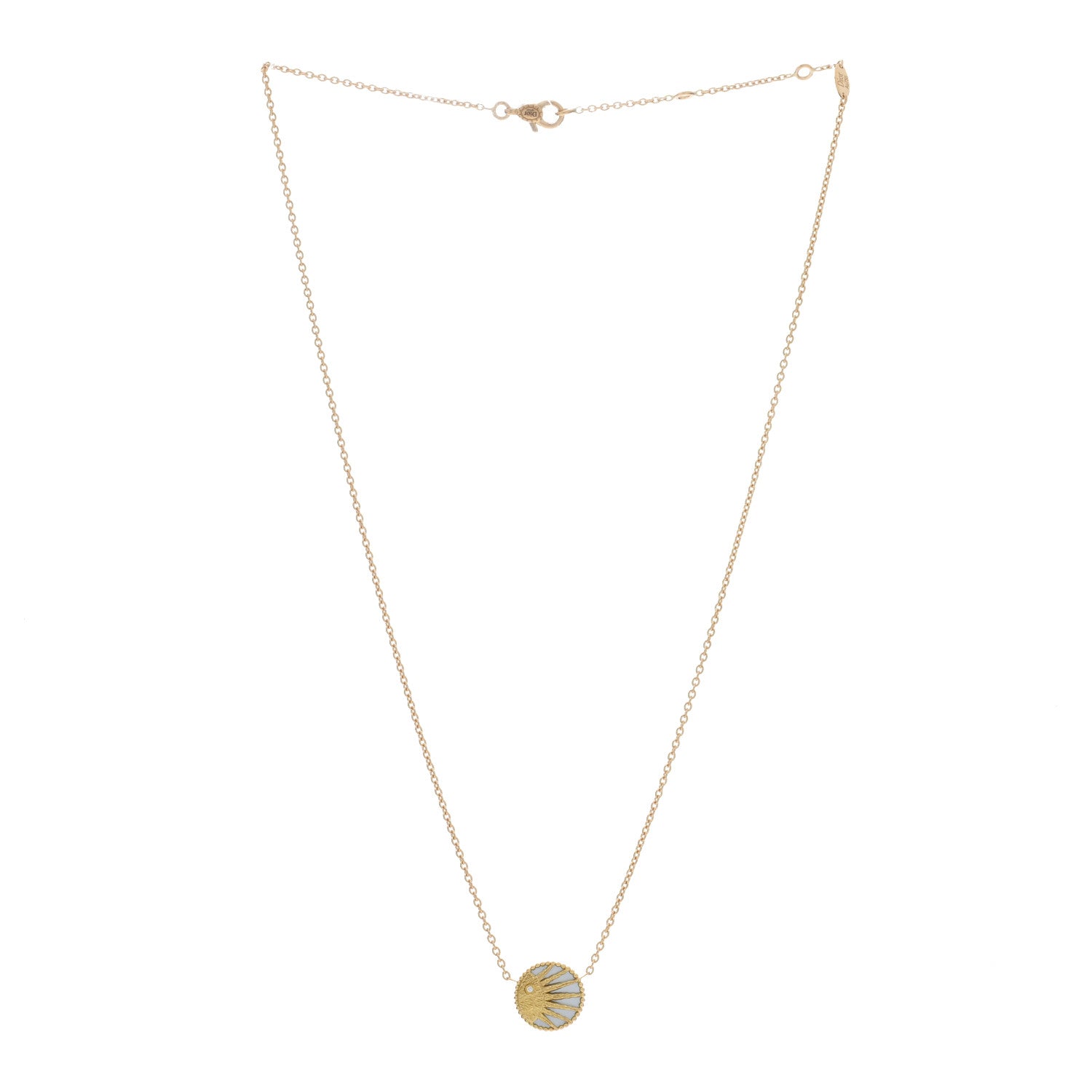 Christian Dior 18K Yellow Gold Platinum Black Onyx Mother of Pearl Diamond Rose Celeste Pendant Necklace 3 of 5